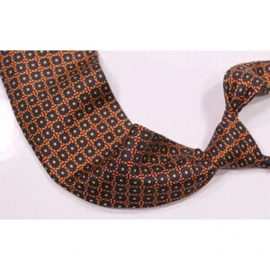 Tincati Milano Gold/Navy/Burgundy Silk Handmade Necktie Tie